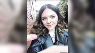 Women in leather jacket suck