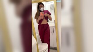 Bombshell Nurse masturbates on her lunch time
