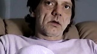 Mature dude displays his enormous dick out