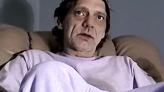 Mature dude displays his enormous dick out
