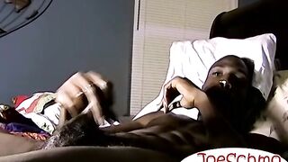 Hot JBone drops a thickload after wanking off his black cock