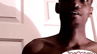 Thick juices spilled from stroking young boys big black cock