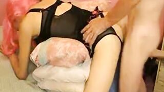 Pink-Haired Crossdresser Takes a Huge Cock Bareback