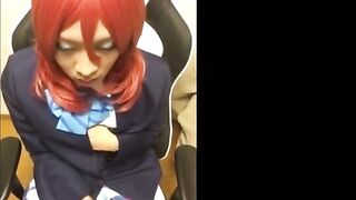 Asian Crossdresser Strokes Solo
