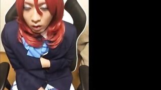 Asian Crossdresser Strokes Solo