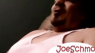 Big muscular hunk jerks off his enormous cock