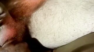 White guy enjoys blowjob as he drinks
