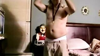 Hairy dude plays with his big dick hard