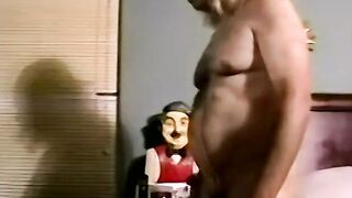 Hairy dude plays with his big dick hard