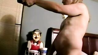 Hairy dude plays with his big dick hard