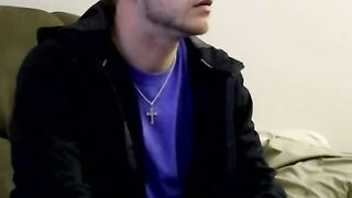 Hung amateur dude jerks off and sprays cum on his buddy