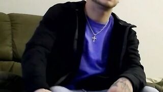 Hung amateur dude jerks off and sprays cum on his buddy