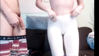 Hairy babe sucks big cock on webcam