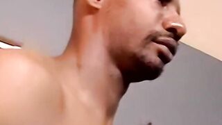 Athletic black stud receives blowjob from mature homosexual
