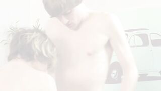 Young kinky twink Ashton Franco deepthroats rock hard cock
