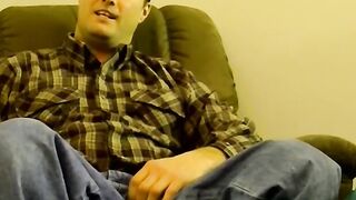 Mature guy blows his friend and makes him shoot a load
