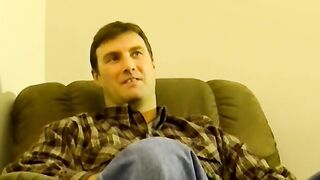 Mature guy blows his friend and makes him shoot a load