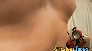 Straight thug Bam empties his balls out of spunky jizz