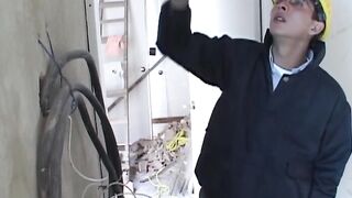 Lusty construction working twinks engage in anal drilling