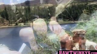 Succulent twink appreciates crude sex meeting and cum on ass in nature