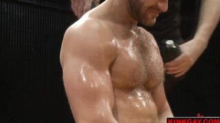 Studs oiled down and their cocks rock hard