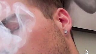 Touching myself while blowing smoke after a long day