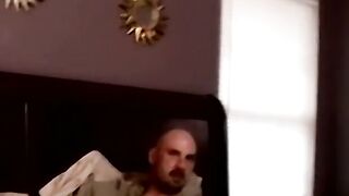 Bald stud gets a helping hand from a mature gay pervert