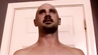 Bald stud gets a helping hand from a mature gay pervert