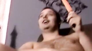 Kinky teen jerks off his throbbing cock while giving hot BJ