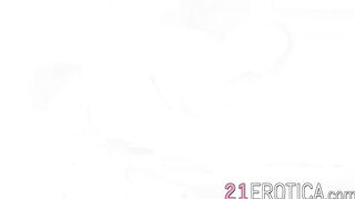 Sensual blonde Cherry Kiss swallows warm and sticky cum