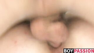 Inked twink Miles fucked missionary by his skinny boyfriend