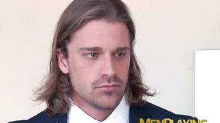 Kinky businessman Klein Kerr anal fucked hard after handjob