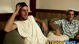 Straight thugs get off and shoot some cum from their balls