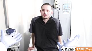 Urologist Christian Ace examines and bangs his handsome step dad