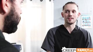 Urologist Christian Ace examines and bangs his handsome step dad