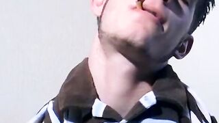 Hairy Bleu fingered his tight butthole while lighting up his cig