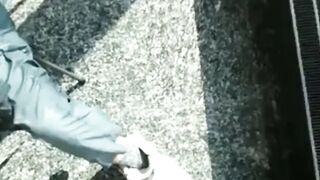 Public Masturbation: Airport Pee and Cum