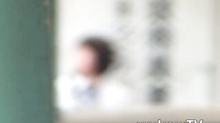 Cute Japanese school girl solo pussy plays outdoor