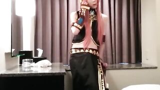 Asian Crossdresser Cums Cosplaying