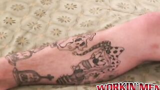 Horny amateur jerks off his big throbbing cock in hot solo