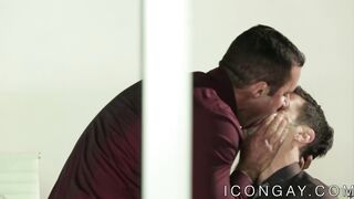 Mature gay boss ass fucks employee on the conference table