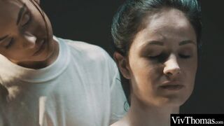 Hottie masseuse brings big tit barely legal to orgasm by having fun with her tight snatch