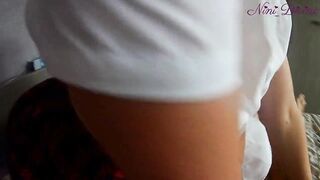 Young School Girl comes with her huge african vibrator and huge