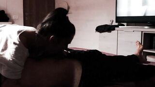 Dark Haired - Ariana Grande - lookalike giving bj