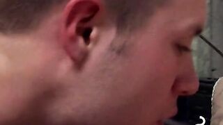 Smoking twink spreads wide for his frat buddys cock