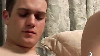 Smoking twink spreads wide for his frat buddys cock