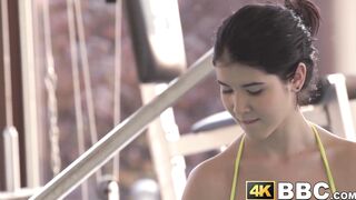 Cute teen brunette Madelina Dee pounded by coach BBC