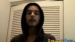 Throbbing cock straight teen Wiley moans while jerking off