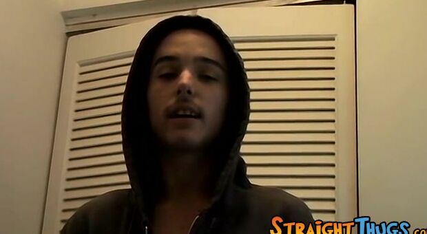 Throbbing cock straight teen Wiley moans while jerking off