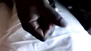 Chubby man receives cum in mouth in interracial threesome